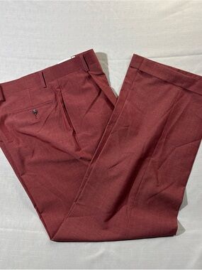 Sean John Men's Pleated Dress Pants in Wine Red 36/32